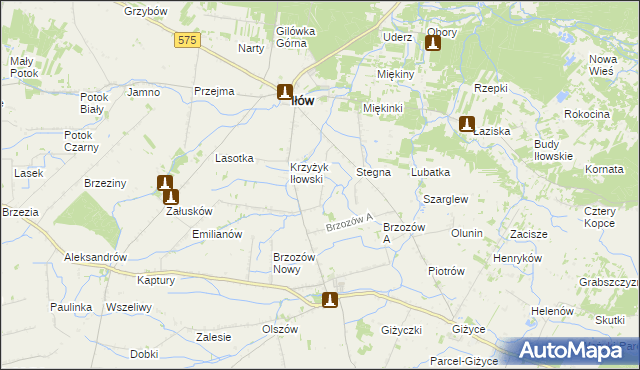 mapa Piskorzec gmina Iłów, Piskorzec gmina Iłów na mapie Targeo