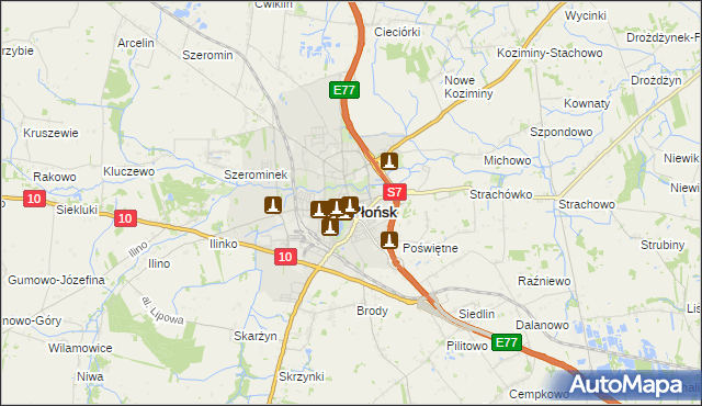 mapa Płońsk, Płońsk na mapie Targeo