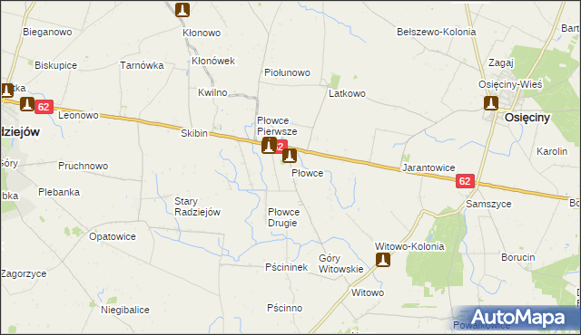 mapa Płowce gmina Radziejów, Płowce gmina Radziejów na mapie Targeo