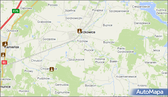 mapa Plucice, Plucice na mapie Targeo
