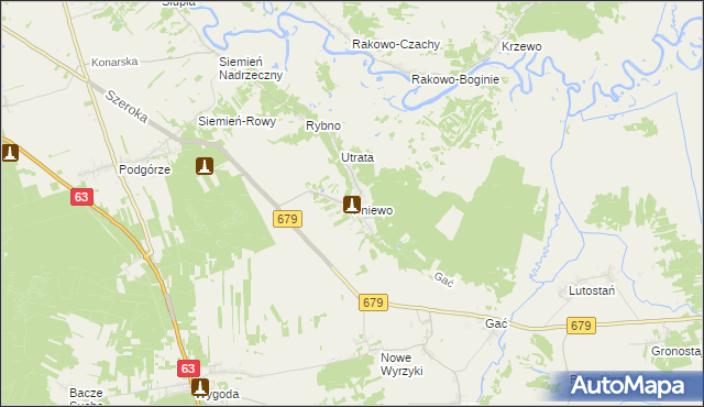 mapa Pniewo gmina Łomża, Pniewo gmina Łomża na mapie Targeo