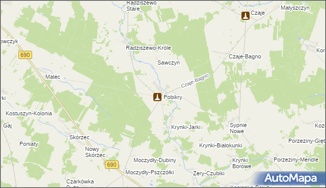 mapa Pobikry, Pobikry na mapie Targeo