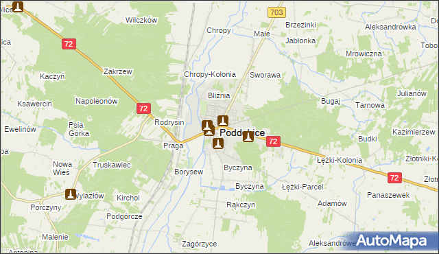 mapa Poddębice, Poddębice na mapie Targeo