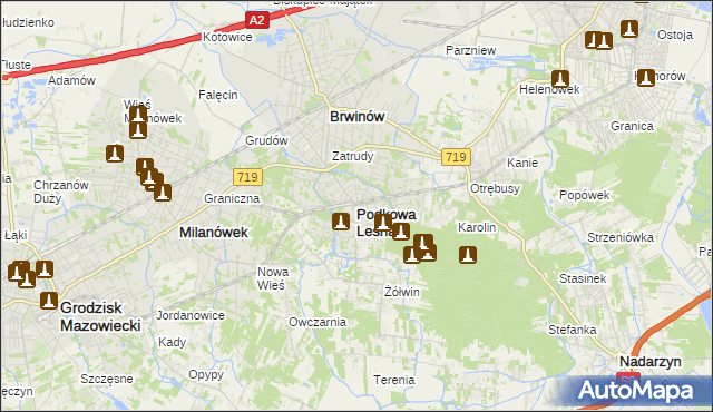 mapa Podkowa Leśna, Podkowa Leśna na mapie Targeo