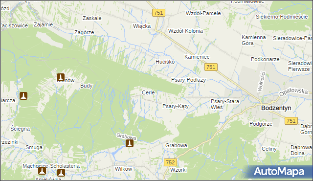 mapa Podlesie gmina Bodzentyn, Podlesie gmina Bodzentyn na mapie Targeo