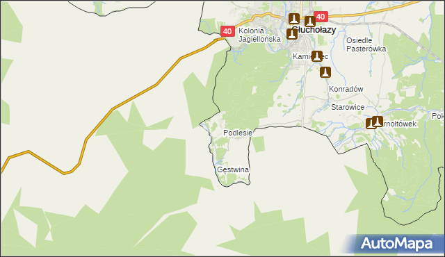 mapa Podlesie gmina Głuchołazy, Podlesie gmina Głuchołazy na mapie Targeo