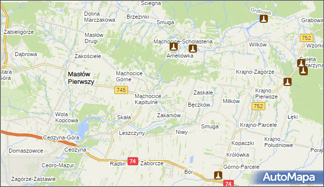 mapa Podmąchocice, Podmąchocice na mapie Targeo