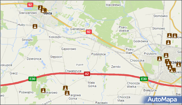 mapa Podstolice gmina Nekla, Podstolice gmina Nekla na mapie Targeo