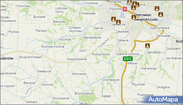 mapa Podszkodzie, Podszkodzie na mapie Targeo