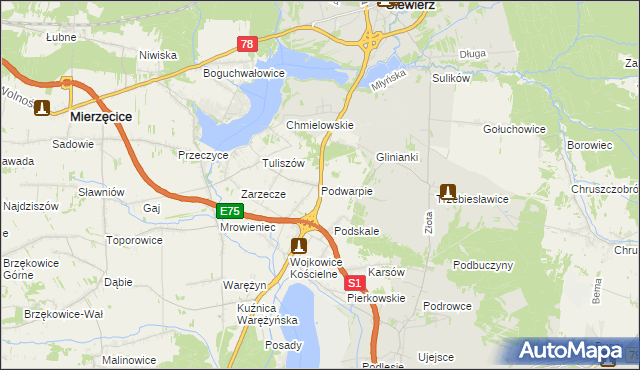 mapa Podwarpie, Podwarpie na mapie Targeo