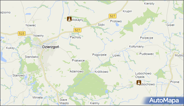 mapa Pogorzele gmina Stary Dzierzgoń, Pogorzele gmina Stary Dzierzgoń na mapie Targeo