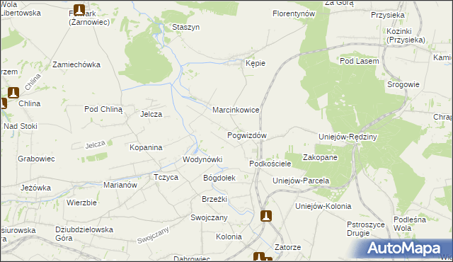 mapa Pogwizdów gmina Charsznica, Pogwizdów gmina Charsznica na mapie Targeo