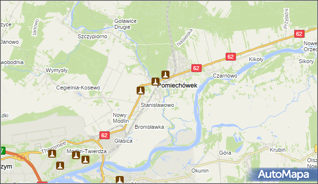 mapa Pomiechowo, Pomiechowo na mapie Targeo