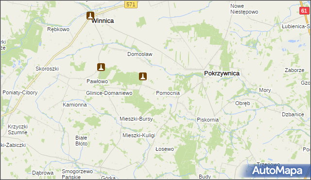 mapa Pomocnia gmina Pokrzywnica, Pomocnia gmina Pokrzywnica na mapie Targeo