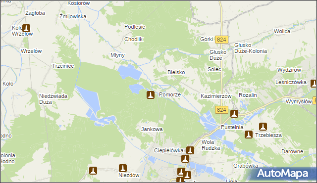 mapa Pomorze gmina Opole Lubelskie, Pomorze gmina Opole Lubelskie na mapie Targeo