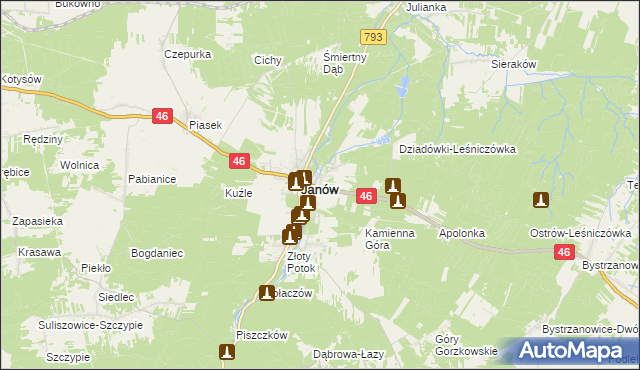 mapa Ponik gmina Janów, Ponik gmina Janów na mapie Targeo