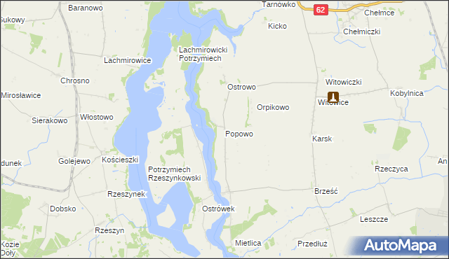 mapa Popowo gmina Kruszwica, Popowo gmina Kruszwica na mapie Targeo