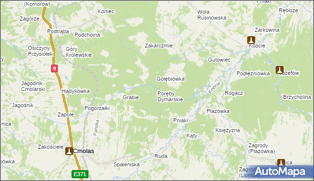 mapa Poręby Dymarskie, Poręby Dymarskie na mapie Targeo