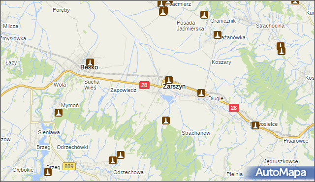 mapa Posada Zarszyńska, Posada Zarszyńska na mapie Targeo