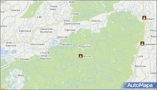mapa Poszynka, Poszynka na mapie Targeo