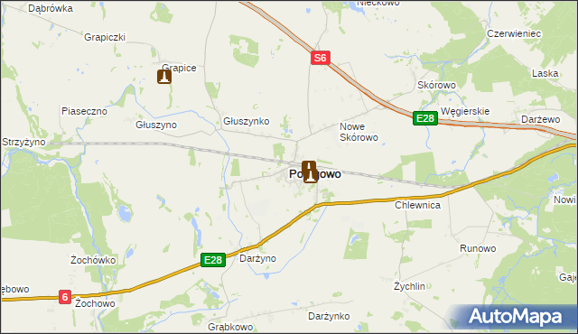 mapa Potęgowo powiat słupski, Potęgowo powiat słupski na mapie Targeo
