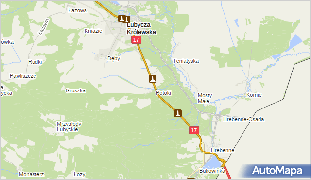 mapa Potoki gmina Lubycza Królewska, Potoki gmina Lubycza Królewska na mapie Targeo