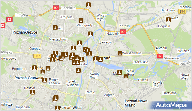 mapa Poznania, Poznań na mapie Targeo
