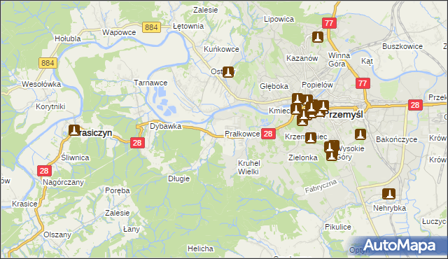 mapa Prałkowce, Prałkowce na mapie Targeo