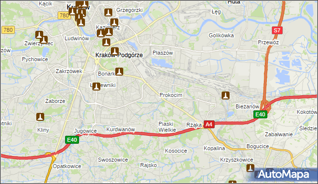 mapa Prokocim, Prokocim na mapie Targeo