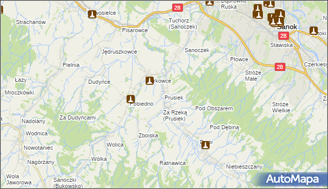 mapa Prusiek, Prusiek na mapie Targeo