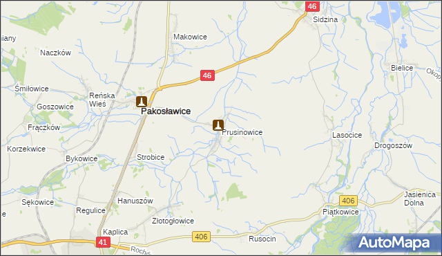 mapa Prusinowice gmina Pakosławice, Prusinowice gmina Pakosławice na mapie Targeo