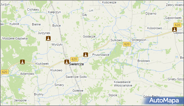 mapa Prusinowice gmina Świercze, Prusinowice gmina Świercze na mapie Targeo