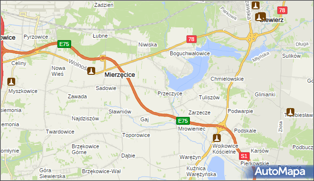 mapa Przeczyce, Przeczyce na mapie Targeo