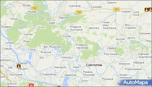 mapa Przeginia Narodowa, Przeginia Narodowa na mapie Targeo