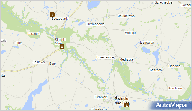 mapa Przesławice gmina Łasin, Przesławice gmina Łasin na mapie Targeo