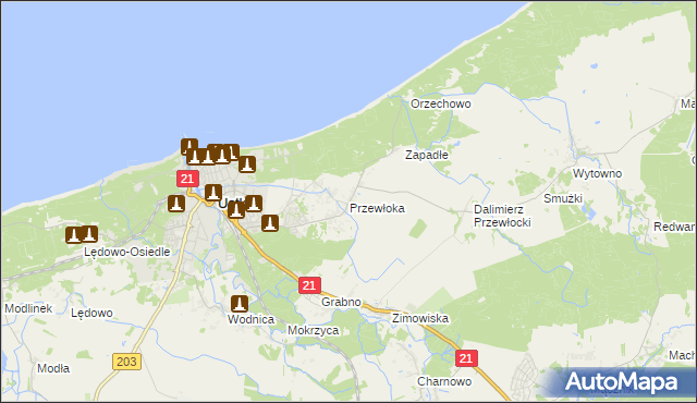 mapa Przewłoka gmina Ustka, Przewłoka gmina Ustka na mapie Targeo