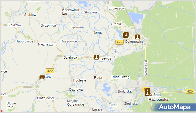 mapa Przewóz gmina Cisek, Przewóz gmina Cisek na mapie Targeo