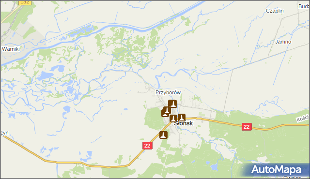 mapa Przyborów gmina Słońsk, Przyborów gmina Słońsk na mapie Targeo