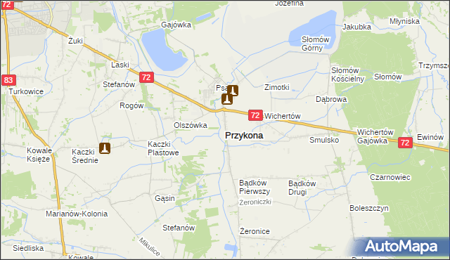 mapa Przykona, Przykona na mapie Targeo