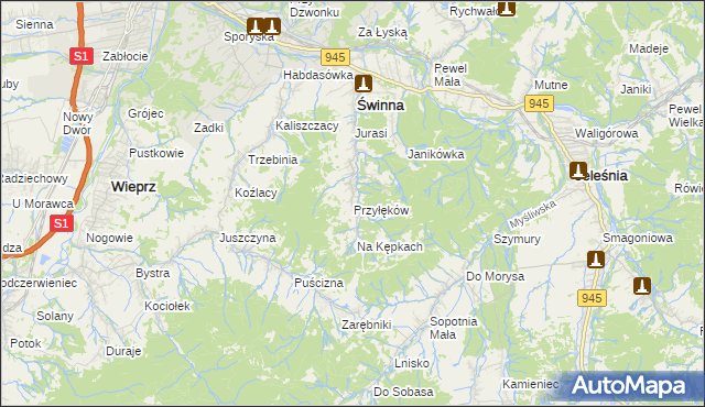 mapa Przyłęków, Przyłęków na mapie Targeo