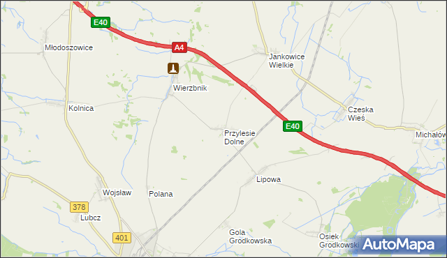 mapa Przylesie Dolne, Przylesie Dolne na mapie Targeo