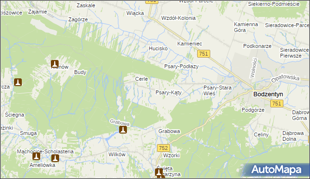 mapa Psary-Kąty, Psary-Kąty na mapie Targeo