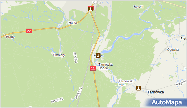 mapa Ptusza, Ptusza na mapie Targeo