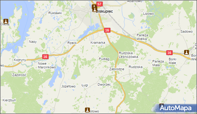 mapa Pudląg, Pudląg na mapie Targeo