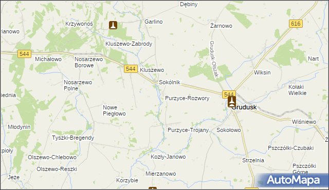 mapa Purzyce-Rozwory, Purzyce-Rozwory na mapie Targeo