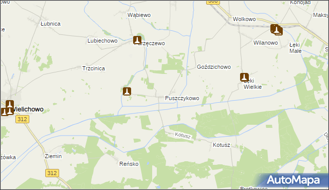 mapa Puszczykowo gmina Kamieniec, Puszczykowo gmina Kamieniec na mapie Targeo