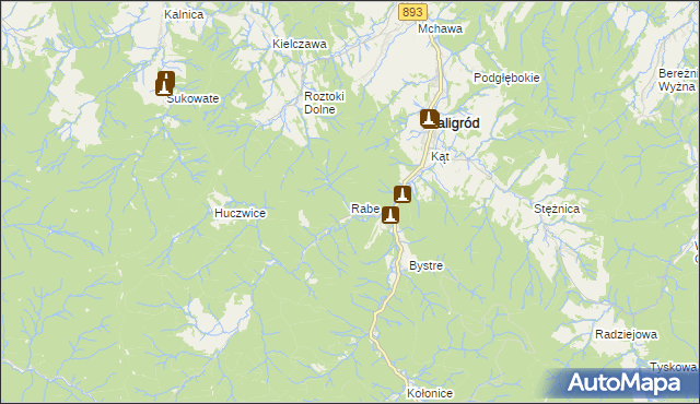 mapa Rabe gmina Baligród, Rabe gmina Baligród na mapie Targeo