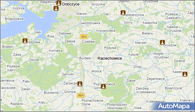 mapa Raciechowice, Raciechowice na mapie Targeo