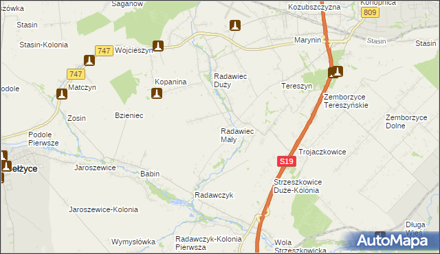 mapa Radawiec Mały, Radawiec Mały na mapie Targeo