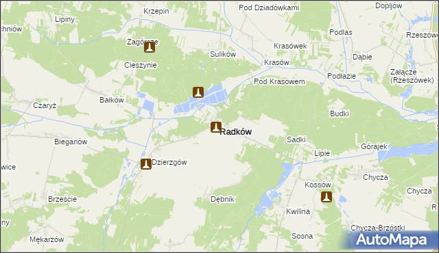 mapa Radków powiat włoszczowski, Radków powiat włoszczowski na mapie Targeo